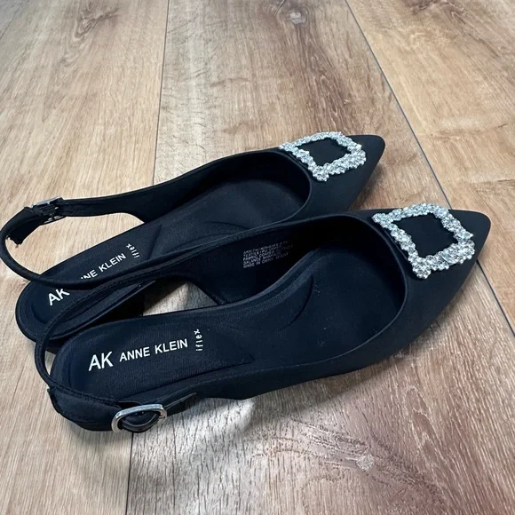 Anne Klein Black Heels with Crystal Embellishments - Picture 7 of 16